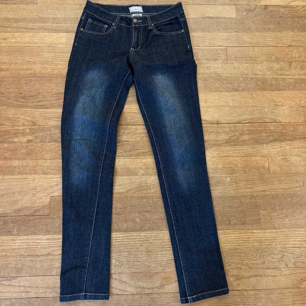 F&F dark wash lightweight skinny low rise jeans pants juniors size 5/6
 b44